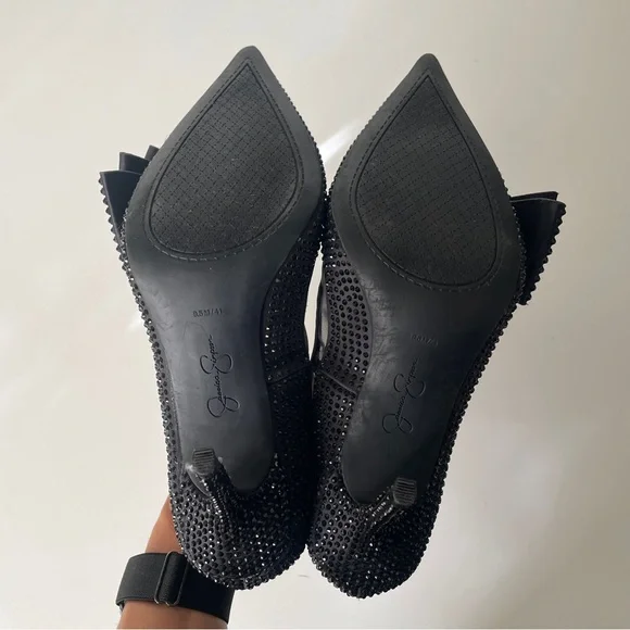 Jessica Simpson Ranika Black Studded Bow High Heels Size 9.5M Party Elegant - Picture 5 of 5